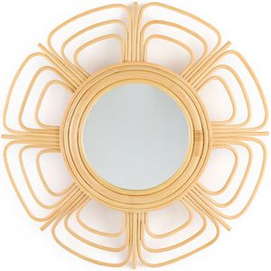 Ronde spiegel in rotan Ø60 cm, Tadako LA REDOUTE INTERIEURS. Rotan materiaal. Maten één maat. Beige kleur