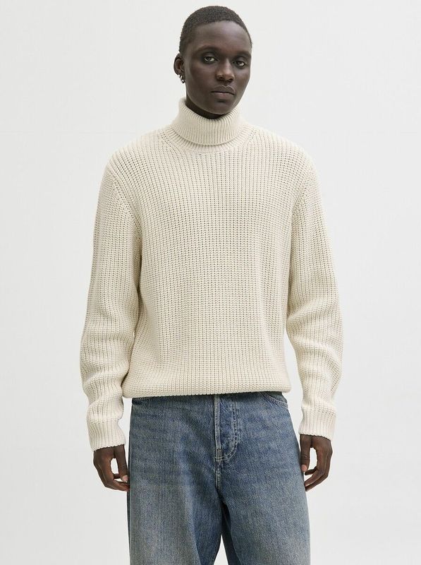 Jack & Jones - JORBLEECKER KNIT ROLL NECK BF - Coltrui - Sea salt - Lange Mouwen