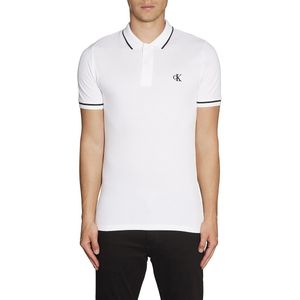 Slim polo in piquétricot, Tipping CALVIN KLEIN JEANS. Katoen materiaal. Maten S. Wit kleur