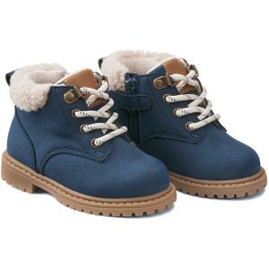 Bottines met rits en veters, gevoerd in fleece LA REDOUTE COLLECTIONS. Polyurethaan materiaal. Maten 26. Blauw kleur