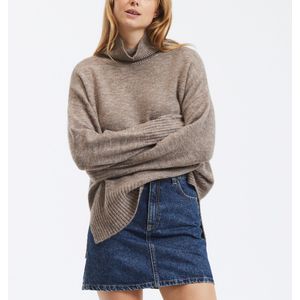 SUNCOO - PRIVAT - Trui met Rolkraag - Kastanje Kleur - Acryl Mix