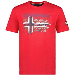 Bedrukt T-shirt met korte mouwen Jrusty GEOGRAPHICAL NORWAY. Katoen materiaal. Maten XL. Rood kleur