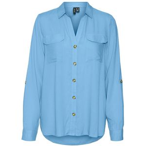 Soepele blouse VERO MODA. Viscose materiaal. Maten S. Blauw kleur