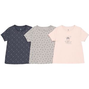 Set van 3 geribde T-shirts LA REDOUTE COLLECTIONS. Katoen materiaal. Maten 4 jaar - 102 cm. Roze kleur