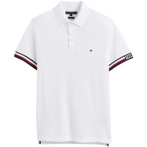 Rechte polo met geborduurd logo, jerseyvoering TOMMY HILFIGER. Bio katoen materiaal. Maten XXL. Wit kleur