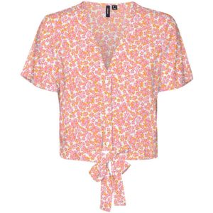 Korte blouse, te strikken VERO MODA. Viscose materiaal. Maten S. Roze kleur