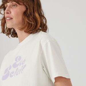 T-shirt met ronde hals en motief vooraan LA REDOUTE COLLECTIONS. Katoen materiaal. Maten XXL. Wit kleur