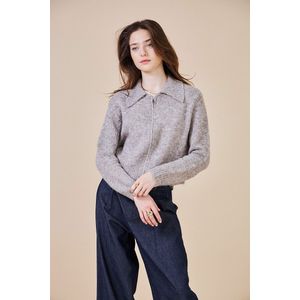 SEE U SOON - Vest - Kastanje - Polyester - Polokraag en Ritssluiting