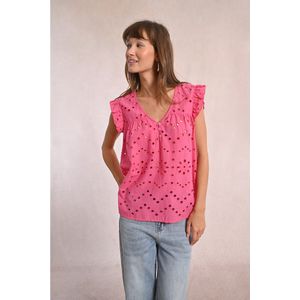MOLLY BRACKEN - Geborduurde Blouse - Roze - Katoen