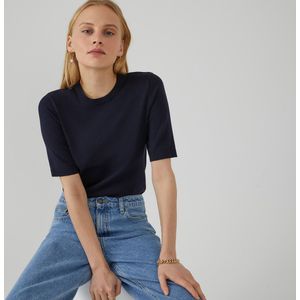 LA REDOUTE COLLECTIONS - Basic Trui - Korte Mouwen - Marineblauw - Viscose