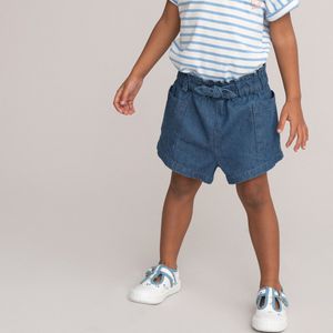 Paper bag short in licht denim LA REDOUTE COLLECTIONS. Katoen materiaal. Maten 9 mnd - 71 cm. Blauw kleur