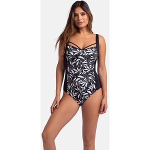 Kanjari DORINA - Badpak - Zwart - Polyester - Bloemenprint