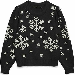 Vero Moda - VMNEWSNOWYFROST - Kersttrui - Zwart - Lange Mouwen - Ronde Hals