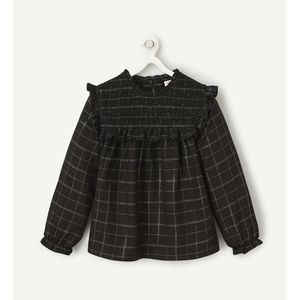 Geruite blouse TAPE A L'OEIL. Viscose materiaal. Maten 6 jaar - 114 cm. Zwart kleur
