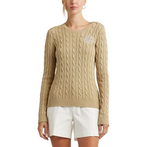 Trui met ronde hals en kabeltricot MONTIVA LAUREN RALPH LAUREN. Katoen materiaal. Maten XS. Beige kleur