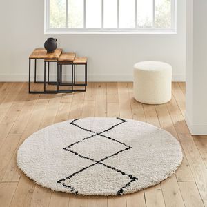 Rond vloerkleed in berber stijl, Mia LA REDOUTE INTERIEURS. Polypropyleen materiaal. Maten diameter 200 cm. Beige kleur