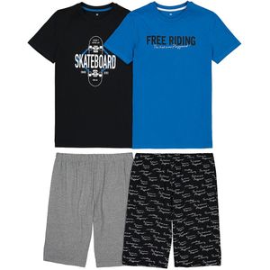 Set van 2 pyjashorts in jersey, skateboard motief LA REDOUTE COLLECTIONS. Katoen materiaal. Maten 14 jaar - 162 cm. Blauw kleur
