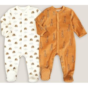 Set van 2 pyjama's in fluweel LA REDOUTE COLLECTIONS. Fluweel materiaal. Maten 1 jaar - 74 cm. Beige kleur
