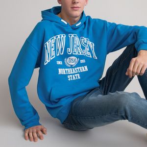 Oversized hoodie in molton LA REDOUTE COLLECTIONS. Katoen materiaal. Maten XS. Blauw kleur