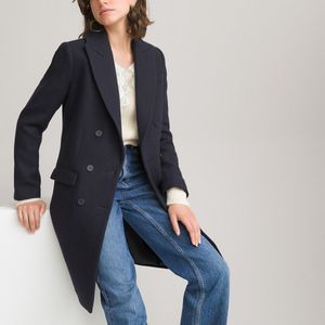 LA REDOUTE COLLECTIONS - Halflange Overjas - Marineblauw - Wol