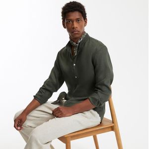 Signature AURELE LA REDOUTE COLLECTIONS - Recht Overhemd - Donker Kakigroen - Linnen