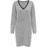 Onltammy - Midi-jurk - Gebreide Jurk - V-Hals - Lange Mouwen - Kanten Detail