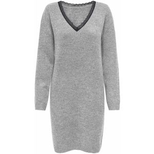 Onltammy - Midi-jurk - Gebreide Jurk - V-Hals - Lange Mouwen - Kanten Detail