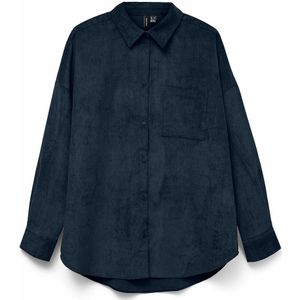 VERO MODA - Hemd - Marineblauw - Suède - Lange Mouwen - Knoopsluiting