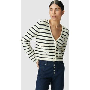 IKKS - Gestreept Vest - Blauw - V-hals - Lange Mouwen