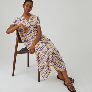 Lange jurk, tie and dye motief LA REDOUTE COLLECTIONS. Viscose materiaal. Maten XL. Blauw kleur
