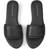 Platte muiltjes in leer TOMMY HILFIGER. Leer materiaal. Maten 39. Zwart kleur