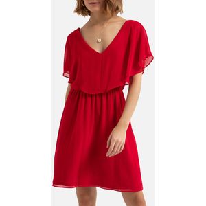 Korte jurk met V-hals NAF NAF. Polyester materiaal. Maten 36 FR - 34 EU. Rood kleur