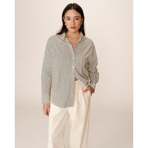 Parsons - Oversized Gestreept Hemd - Ecru - Katoen