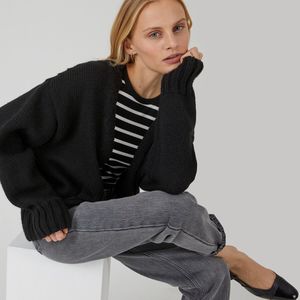 LA REDOUTE COLLECTIONS - Cardicool Vest - Zwart - Acryl - Grof Tricot