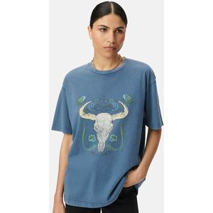 IKKS - T-shirt - Blauw - Katoen - Korte Mouwen - Ronde Hals