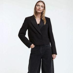 Kort spencer jasje, recht model LA REDOUTE COLLECTIONS. Polyester materiaal. Maten 34 FR - 32 EU. Zwart kleur