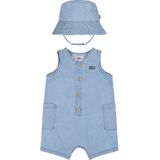 Combishort en hoed in chambray. LEVI'S KIDS. Katoen materiaal. Maten 3 mnd - 60 cm. Blauw kleur