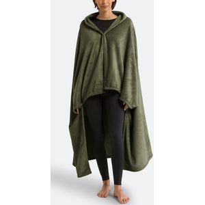 Javi - Fleece Plaid Met Mouwen - Kaki - Gerecycled Polyester