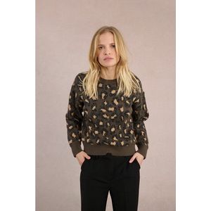 MOLLY BRACKEN - Trui - Luipaardprint - Acryl - Lange Mouwen - Ronde Hals