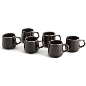 Set van 6 koffiekopjes in reactief geglazuurd steengoed Boldi LA REDOUTE INTERIEURS. Zandsteen materiaal. Maten één maat. Zwart kleur