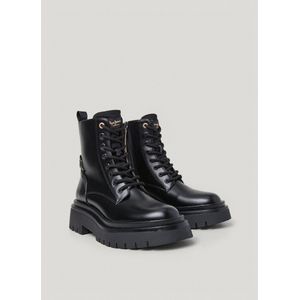 Bottines met veters Queen Handler PEPE JEANS. Polyurethaan materiaal. Maten 39. Zwart kleur