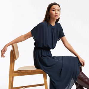 LA REDOUTE COLLECTIONS - Wijd Uitlopende Lange Jurk - Marineblauw - Polyester