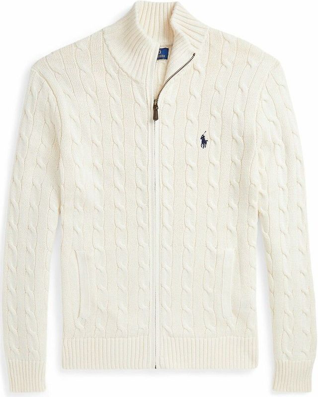 Trui met ritssluiting van katoen in kabelmotief POLO RALPH LAUREN. Katoen materiaal. Maten L. Beige kleur