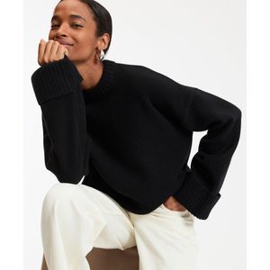 LA REDOUTE COLLECTIONS - Wollen Trui - Zwart - Ronde Hals - Grof Tricot
