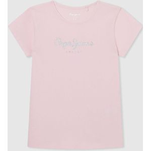 T-shirt met korte mouwen PEPE JEANS. Katoen materiaal. Maten 14 jaar - 156 cm. Roze kleur