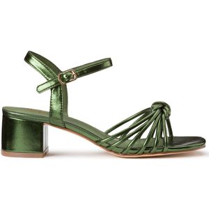 Metallic sandalen met smalle bandjes en hak LA REDOUTE COLLECTIONS. Synthetisch materiaal. Maten 39. Groen kleur