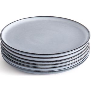 Set van 6 platte borden in geglazuurd aardewerk, Bambyo LA REDOUTE INTERIEURS. Zandsteen materiaal. Maten één maat. Blauw kleur