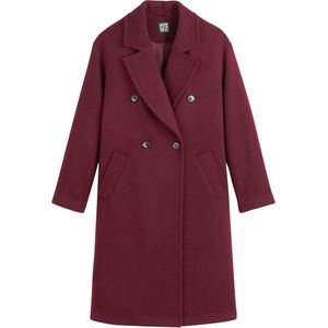 BARNABE - Jas - Bordeaux Rood - Wol - Lang met Reverskraag