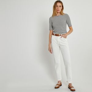Regular jeans, recht, hoge taille LA REDOUTE COLLECTIONS. Denim materiaal. Maten 44 FR - 42 EU. Wit kleur