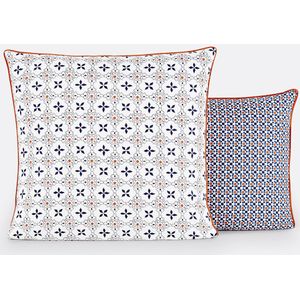 Zehia - Kussensloop - Wit/Blauw/Oranje - 100% Katoen